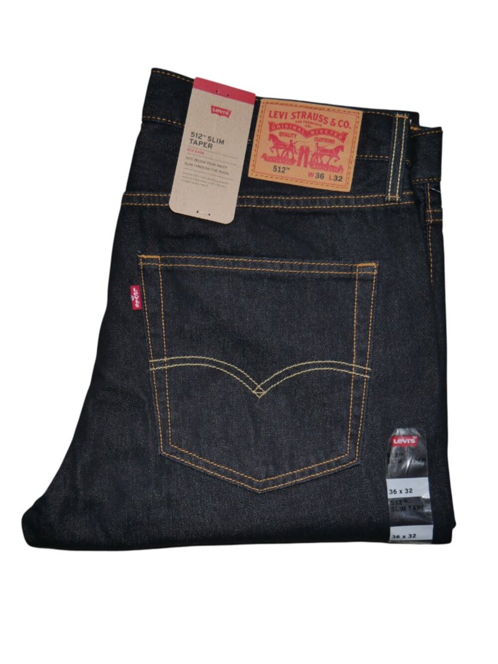 Levis 512 Men's Size 36x32 Super Dark Rinse Jeans Denim Slim Taper Fit NWT